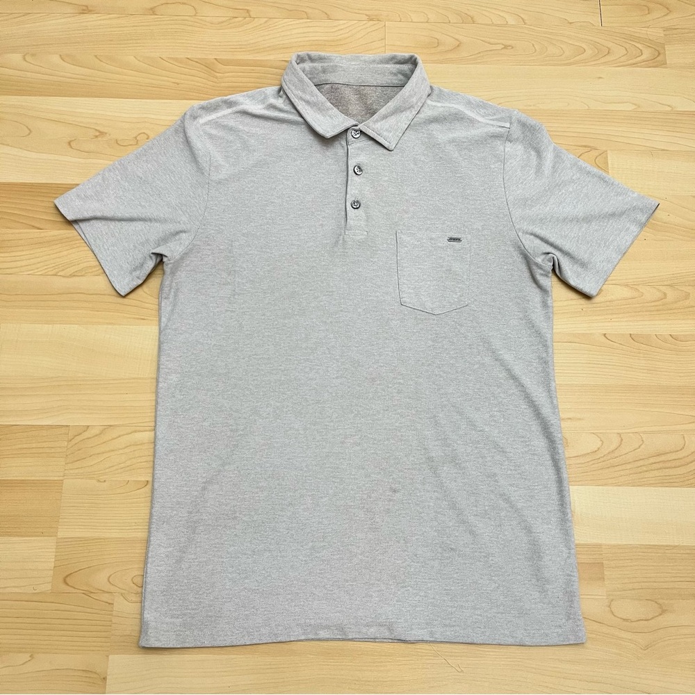 Vuori Ace Polo Shirt Mens M Gray Short Sleeve  Pique Performance Collared Flaws